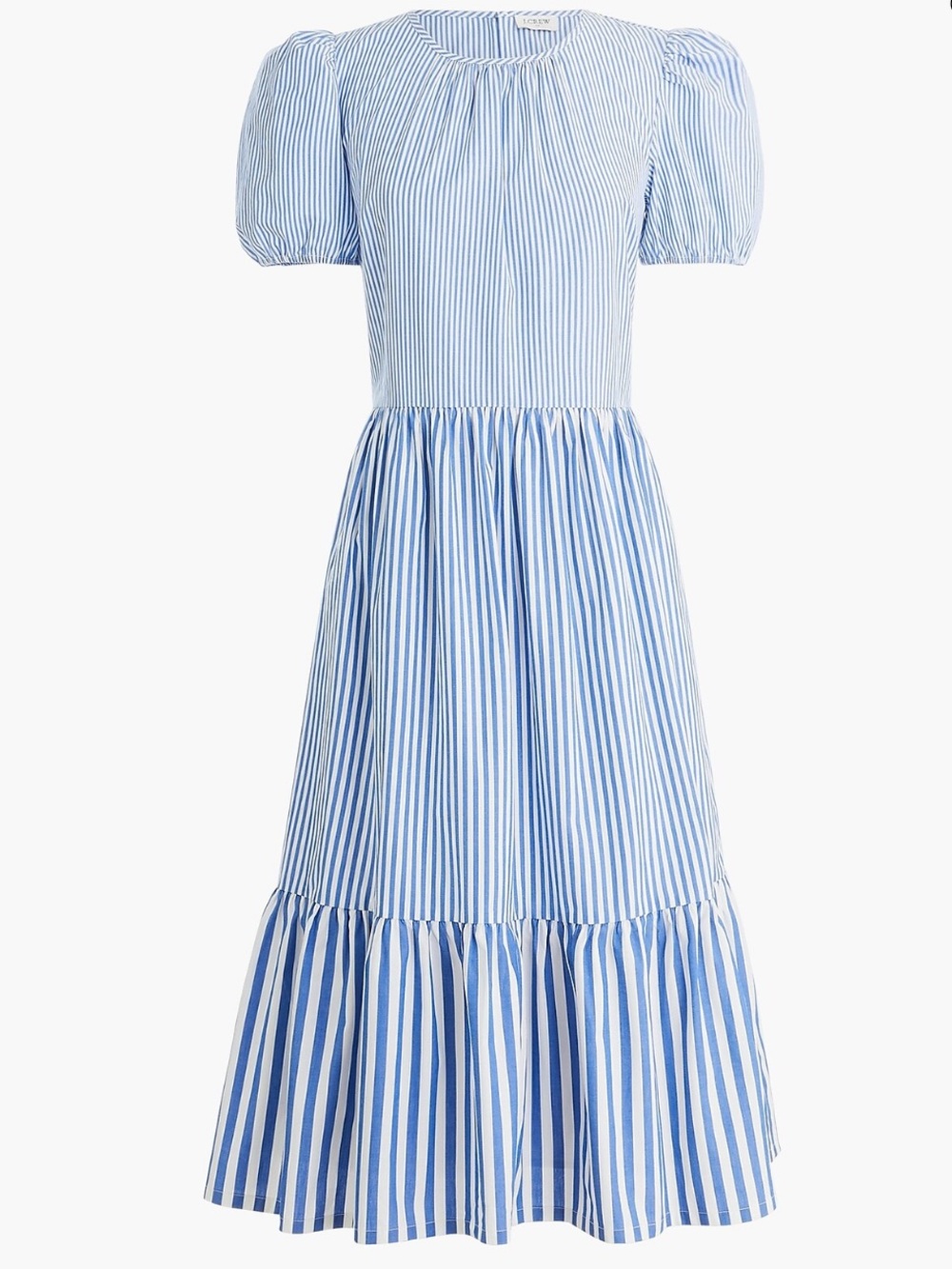 J. Crew Cotton-blend poplin puff-sleeve tiered midi dress SZ 4